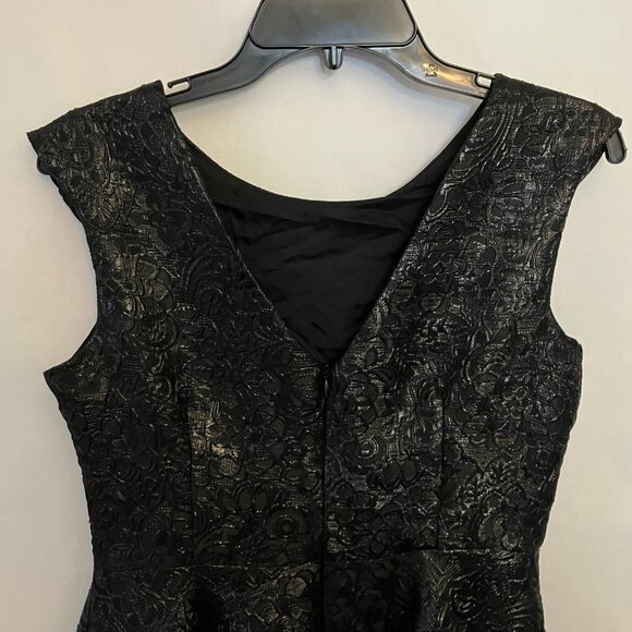 Un Deux Trois Girls Black Brocade Damask Sleeveless Skater Dress Party Holiday - Picture 5 of 8